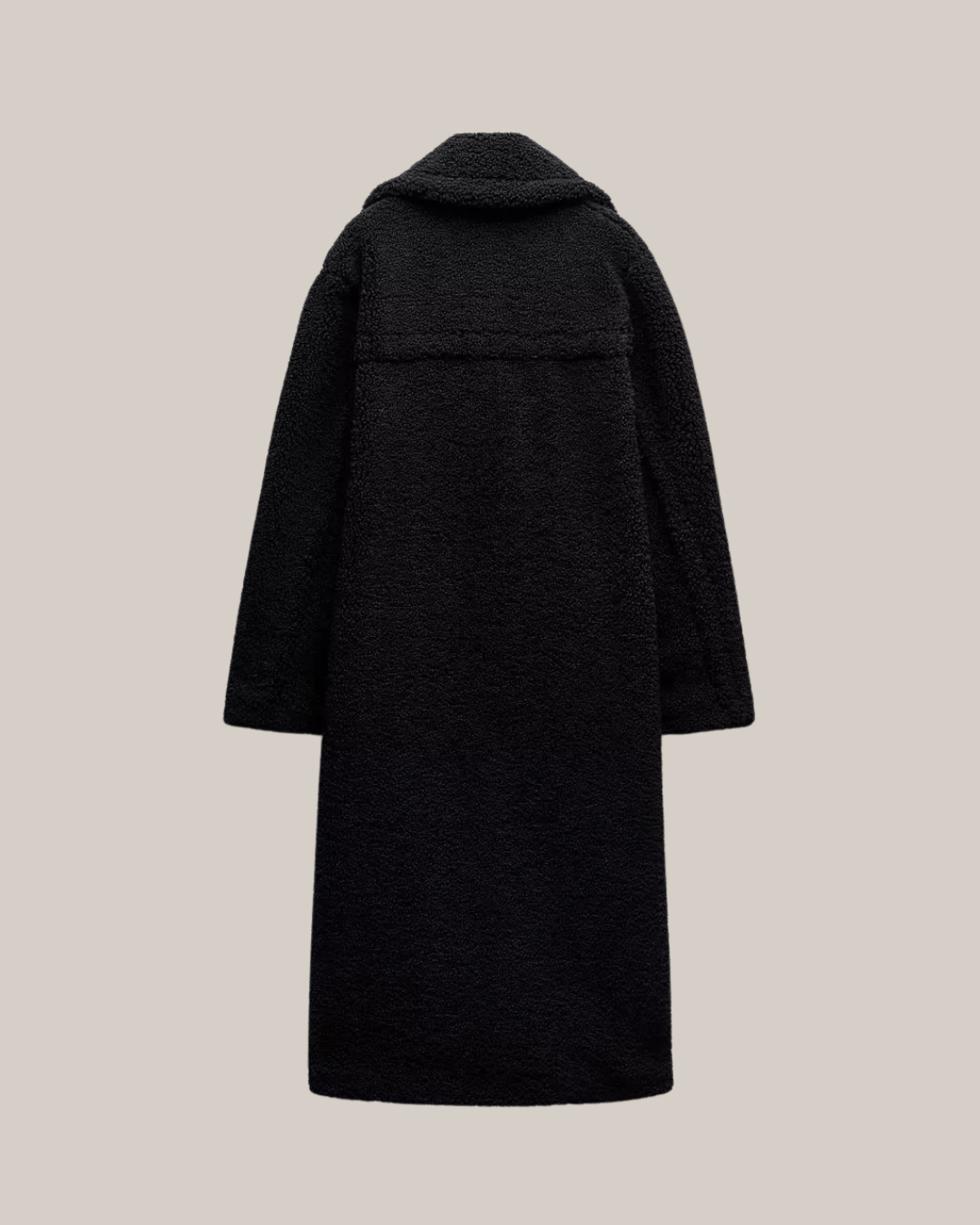 Women's Long Teddy Coat - Cozy Winter Outerwear with Chic Lapel Collar
