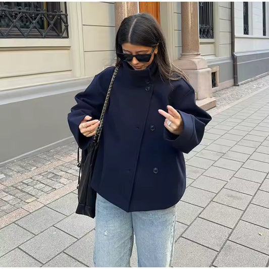 Women's Short Coat | Double-Breasted & Warm 1