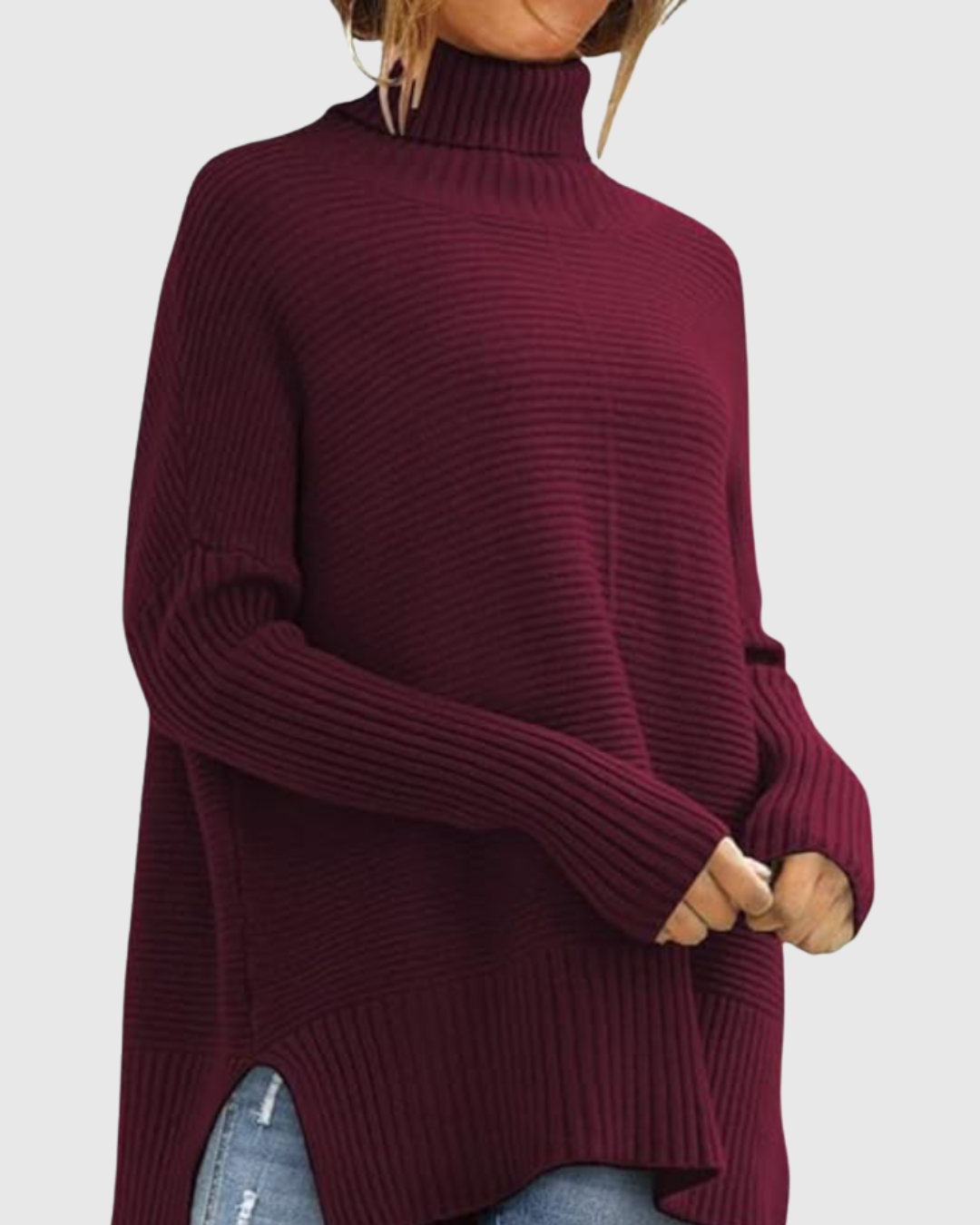 Women's Ribbed Turtleneck Jumper | Oversized Comfort Fit 6
