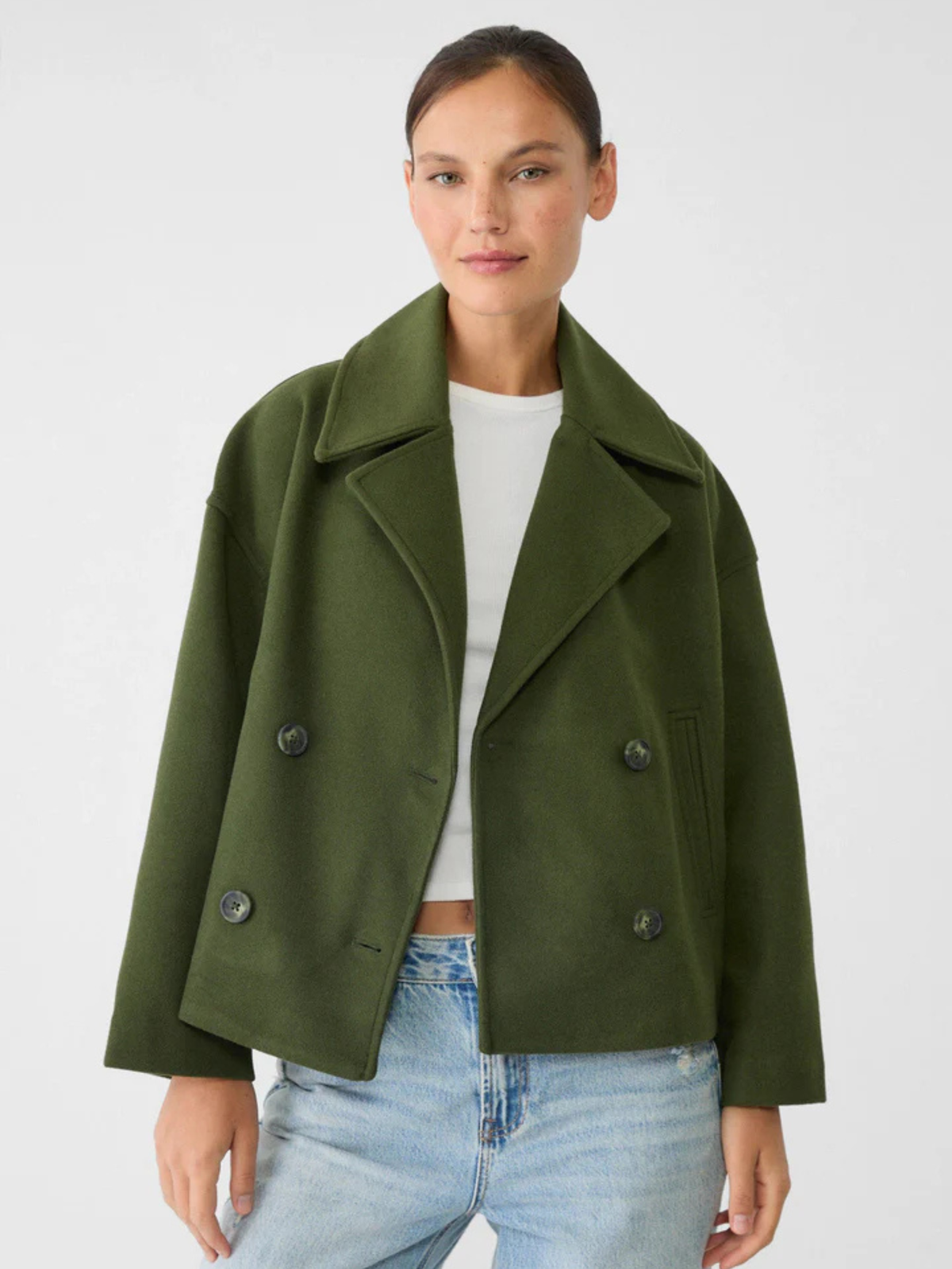 Women's Short Wrap Jacket | Structured Wide Collar