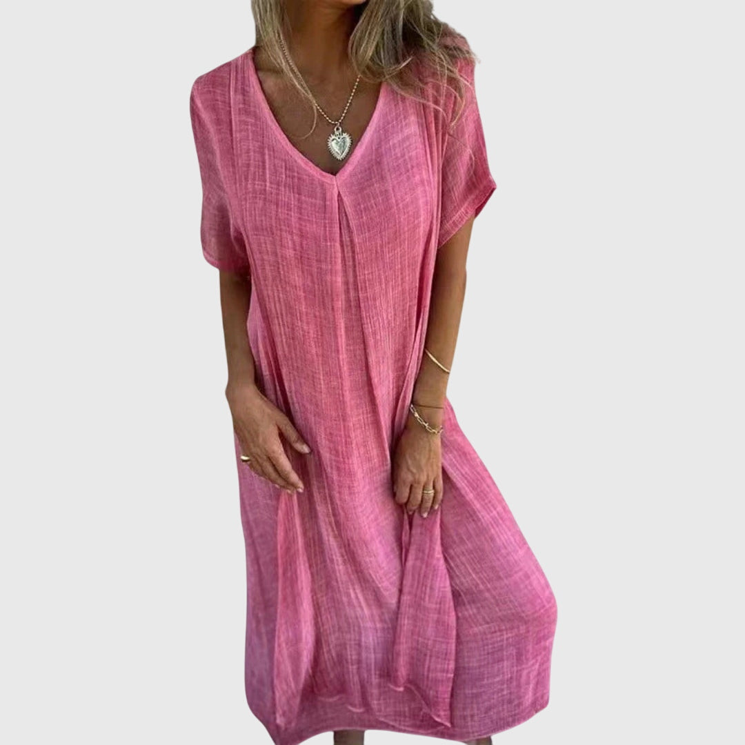 Fiona™ – Chic V-Neck Dress for Any Occasion
