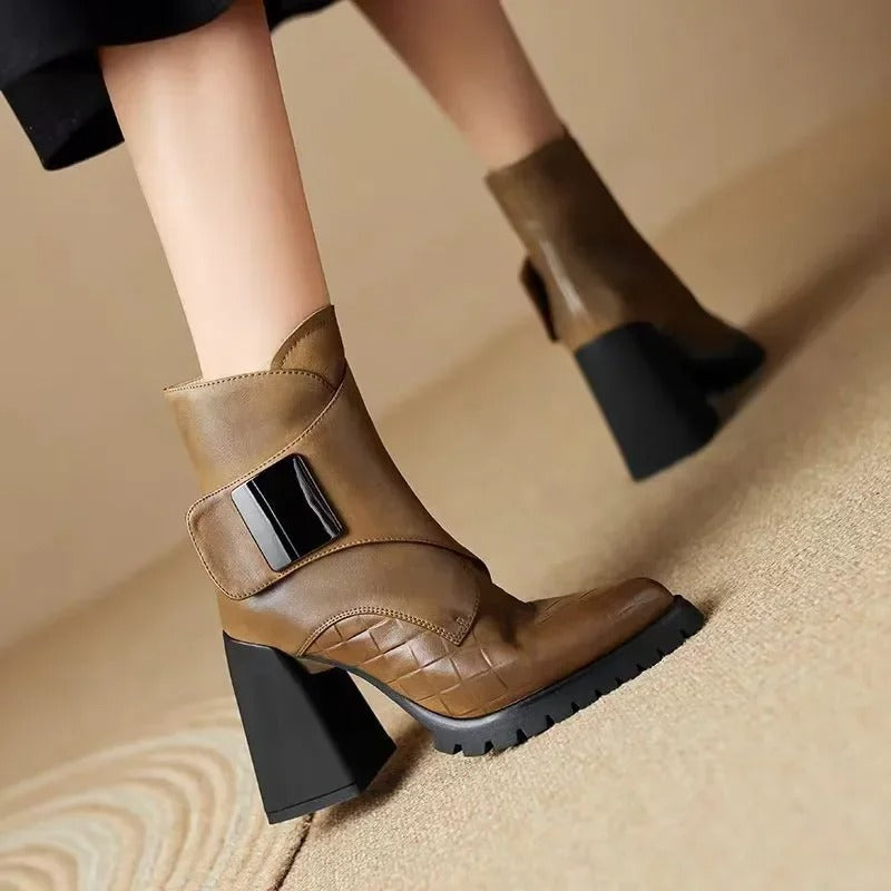 Women's Ankle Boots | Block Heel & Strap Detail 11