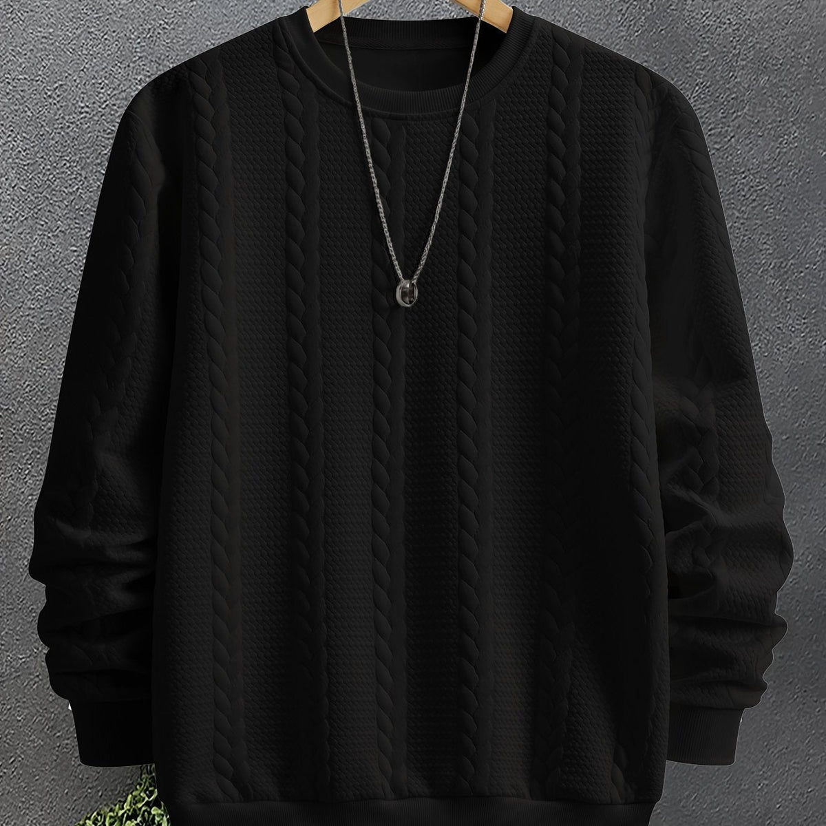 Men's Cable Knit Sweatshirt | Relaxed Fit & Textured 1