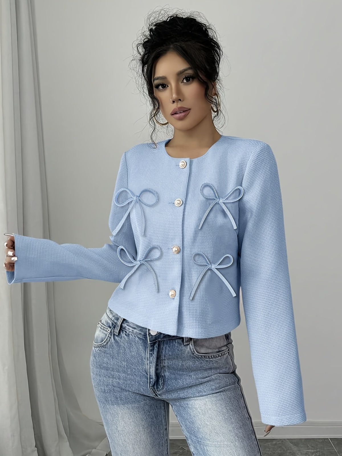 Women's Cropped Jacket | Bow Detail & Flattering Shape 6