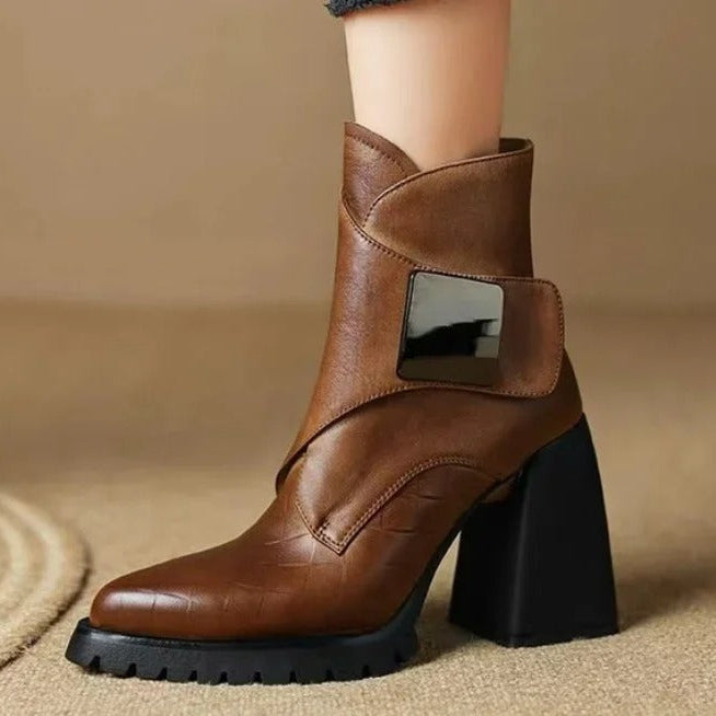Women's Ankle Boots | Block Heel & Strap Detail 3