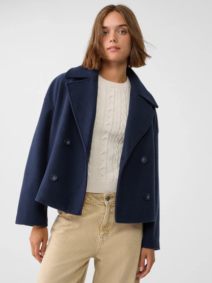 Women's Short Wrap Jacket | Structured Wide Collar
