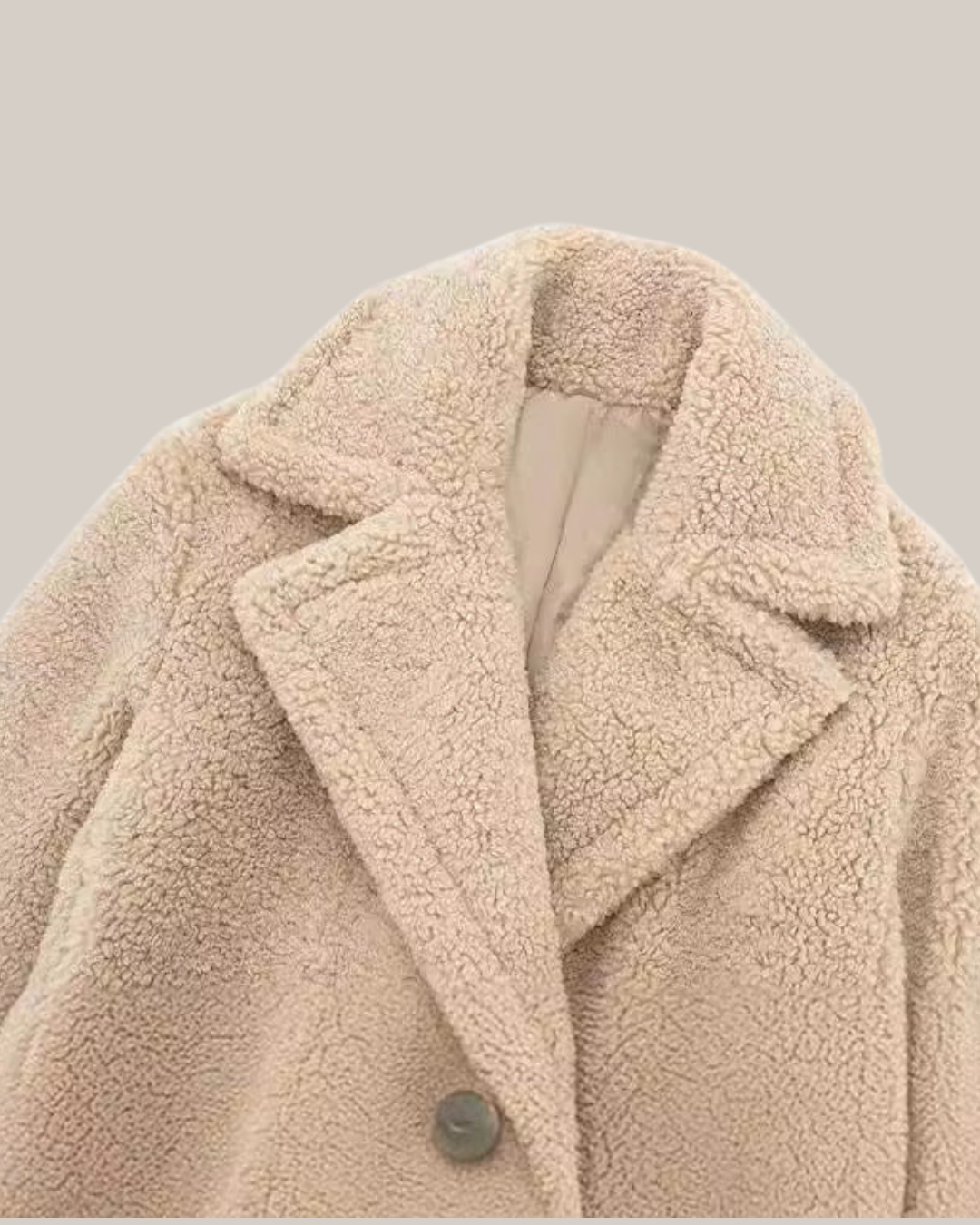 Women's Long Teddy Coat - Cozy Winter Outerwear with Chic Lapel Collar