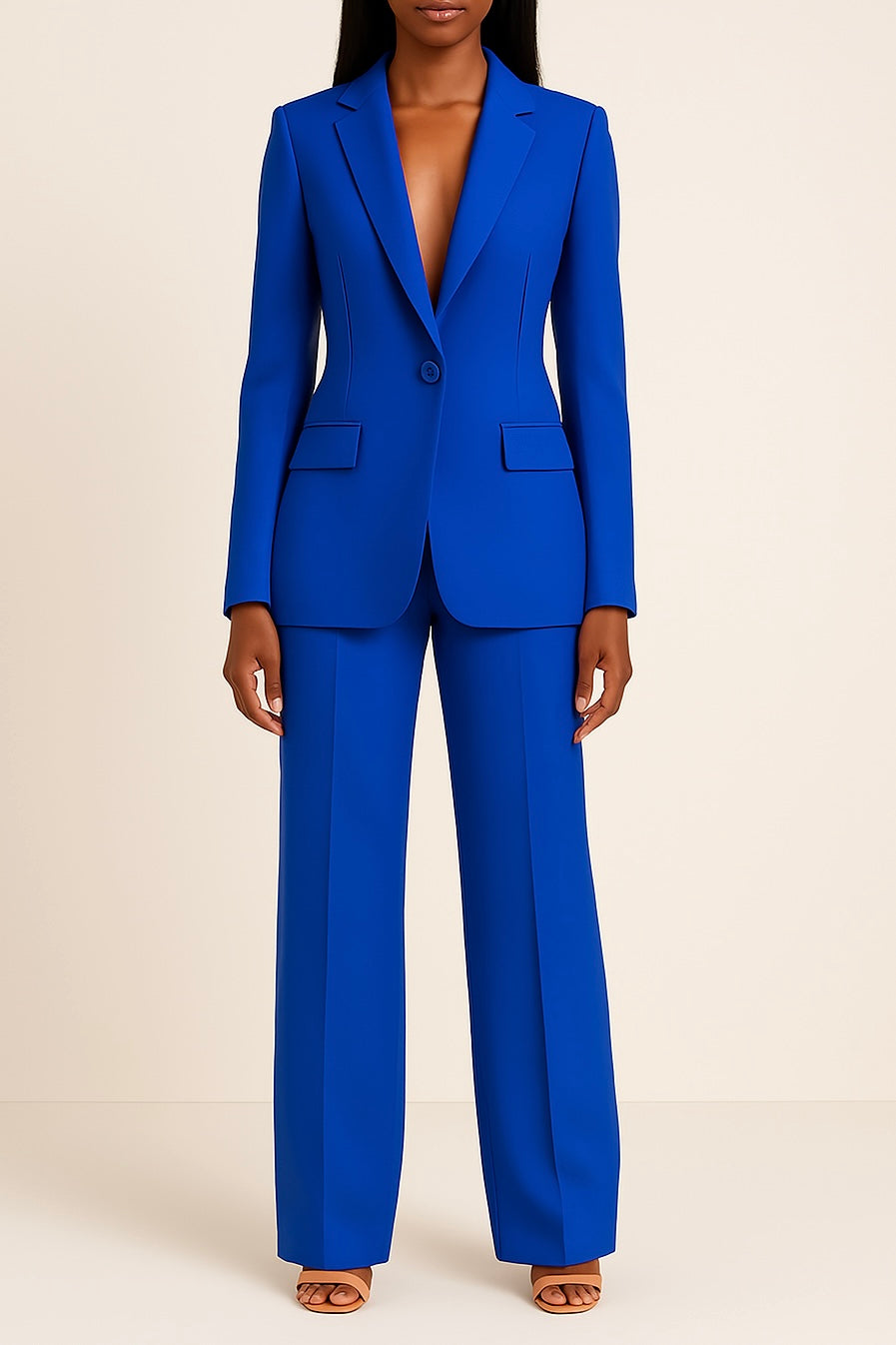 Chic Women's Formal Suit Set with Long Blazer