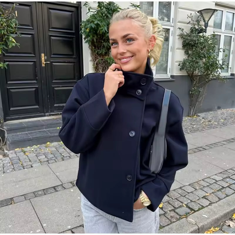 Women's Short Coat | Double-Breasted & Warm 3