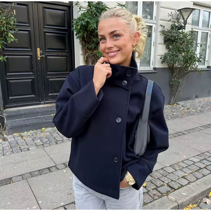 Women's Short Coat | Double-Breasted & Warm 3