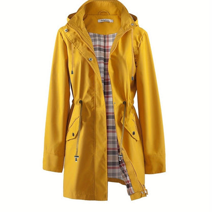 Ginger hooded anorak parka with drawstring waist and zip front