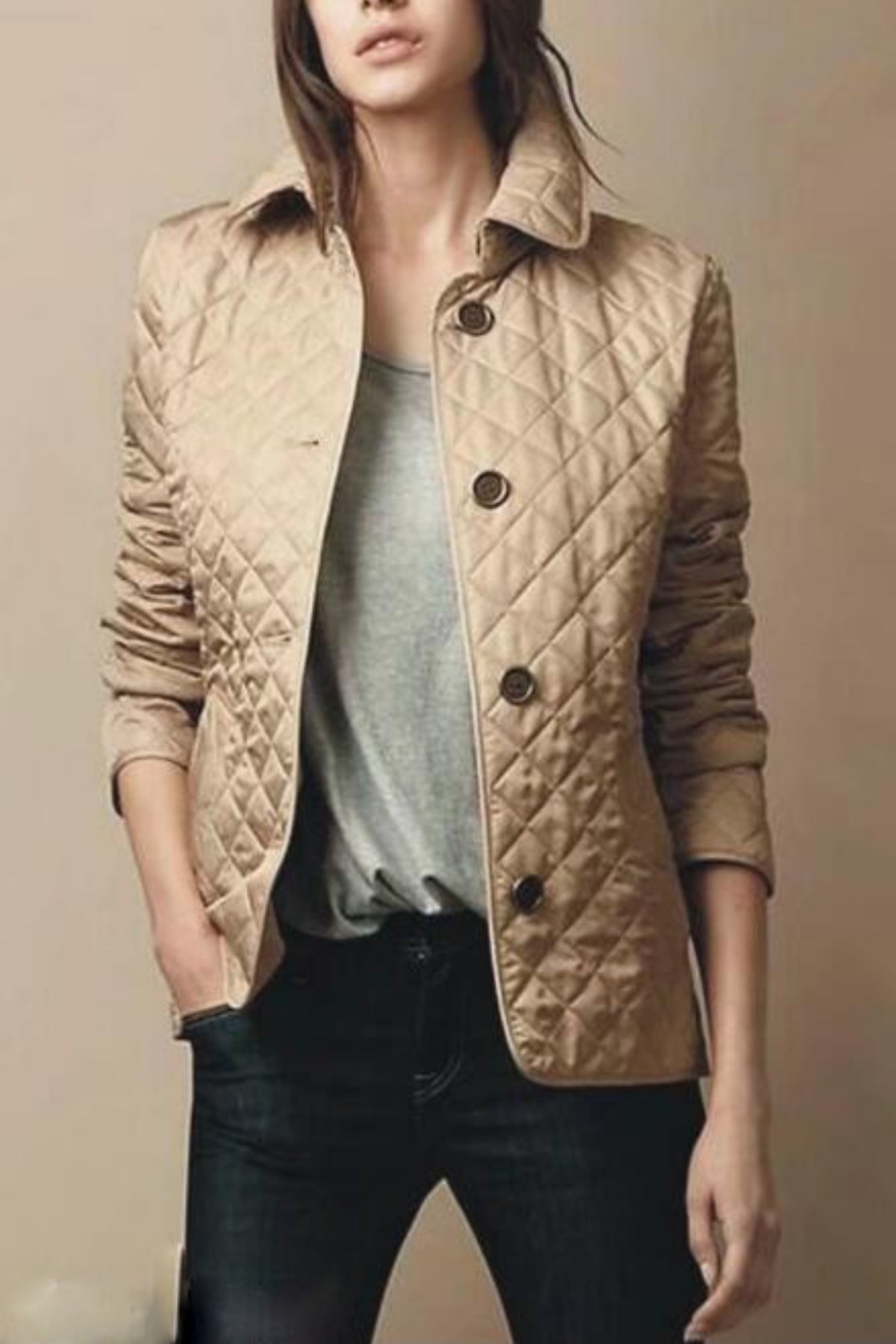 Women's Quilted Jacket | Button Fastening & Tailored Fit 3