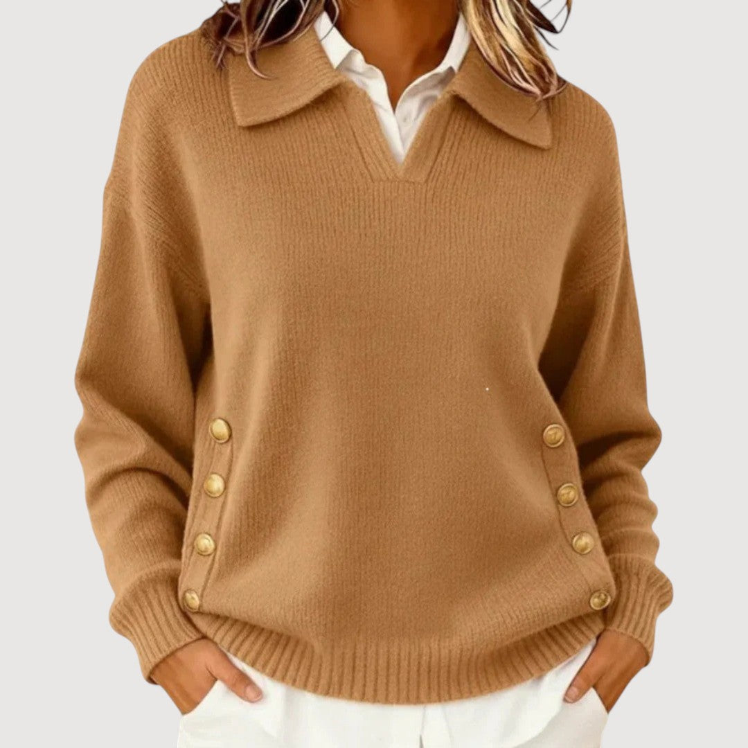 Women's Button Detail Jumper | Soft, Warm & Flattering Fit 1