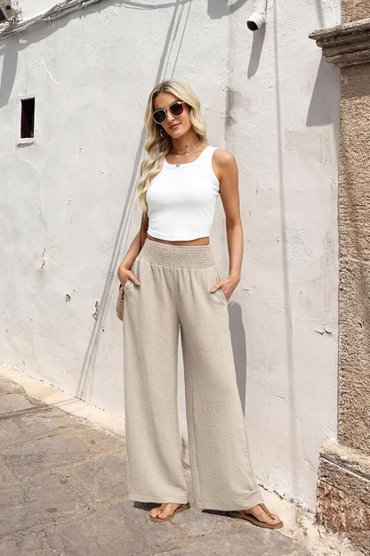 Women's Wide Leg Trousers | High Waist & Flowing Comfort 1