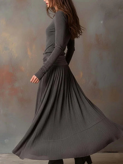Women's Ribbed Midi Dress Set | Slim-Fit Stretch Design