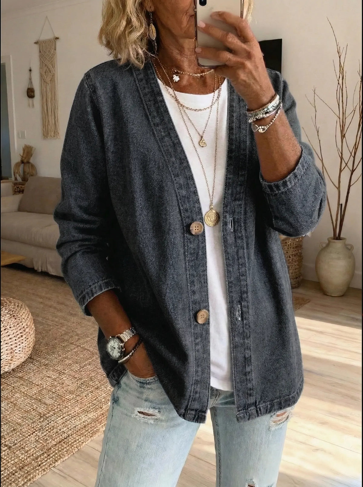 Women's Coat | Button-Up Front & Straight Fit