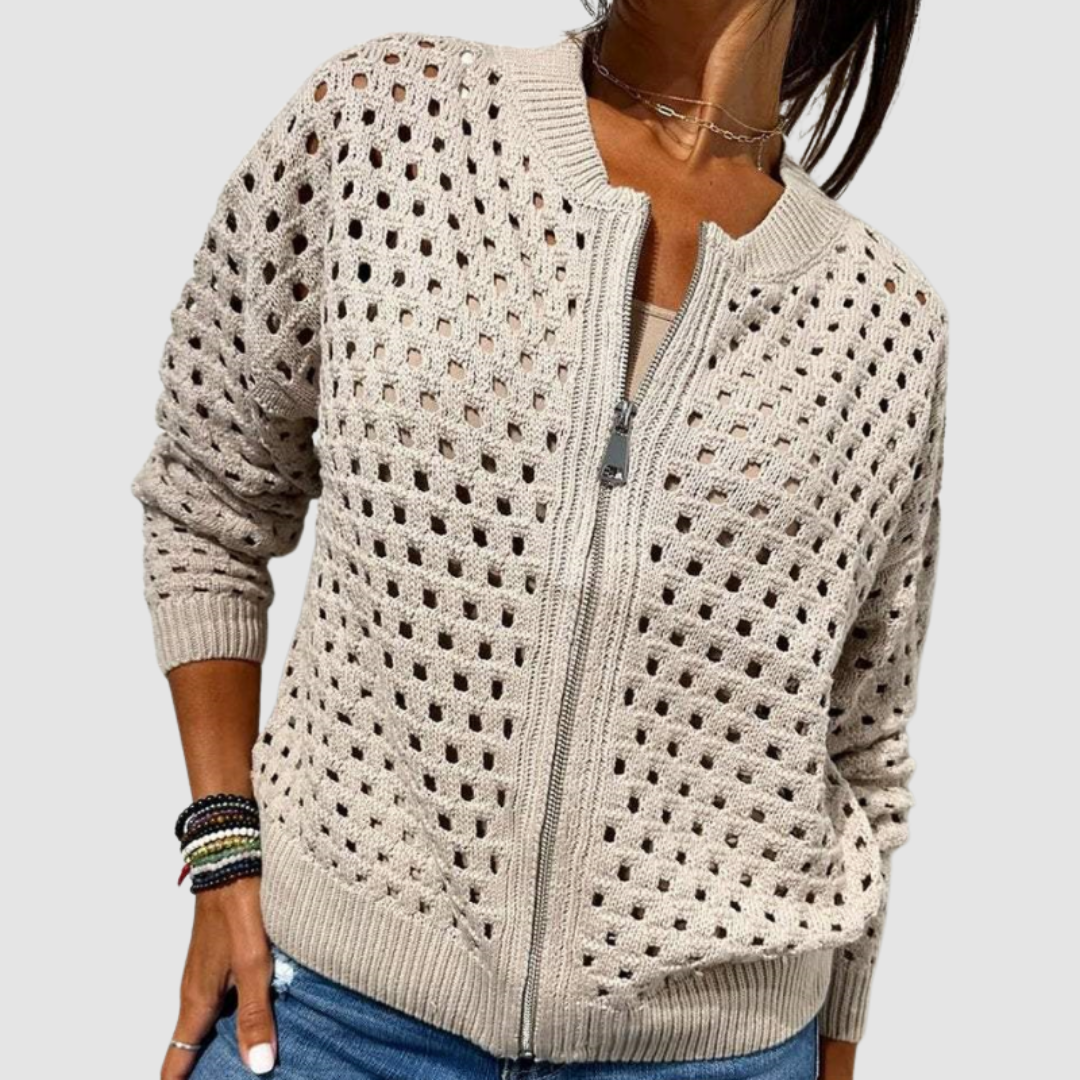 Women's Knitted Cardigan | Zip Closure & Breathable Design 1