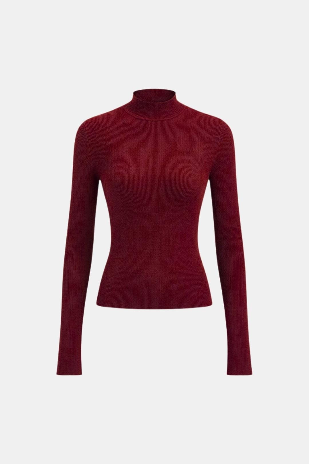 Women's Mock Neck Knit Top | Slim Fit & Stretch