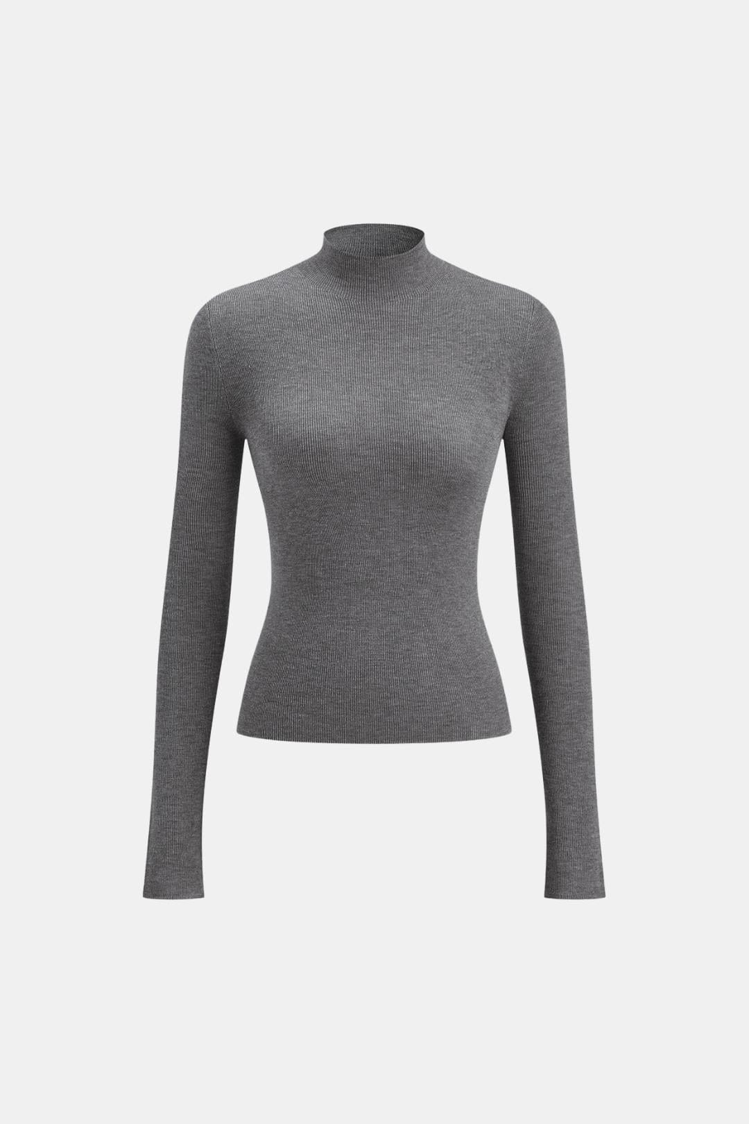 Women's Mock Neck Knit Top | Slim Fit & Stretch