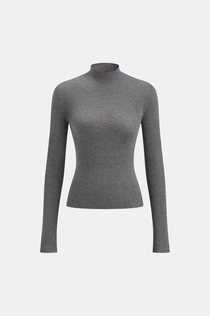 Women's Mock Neck Knit Top | Slim Fit & Stretch