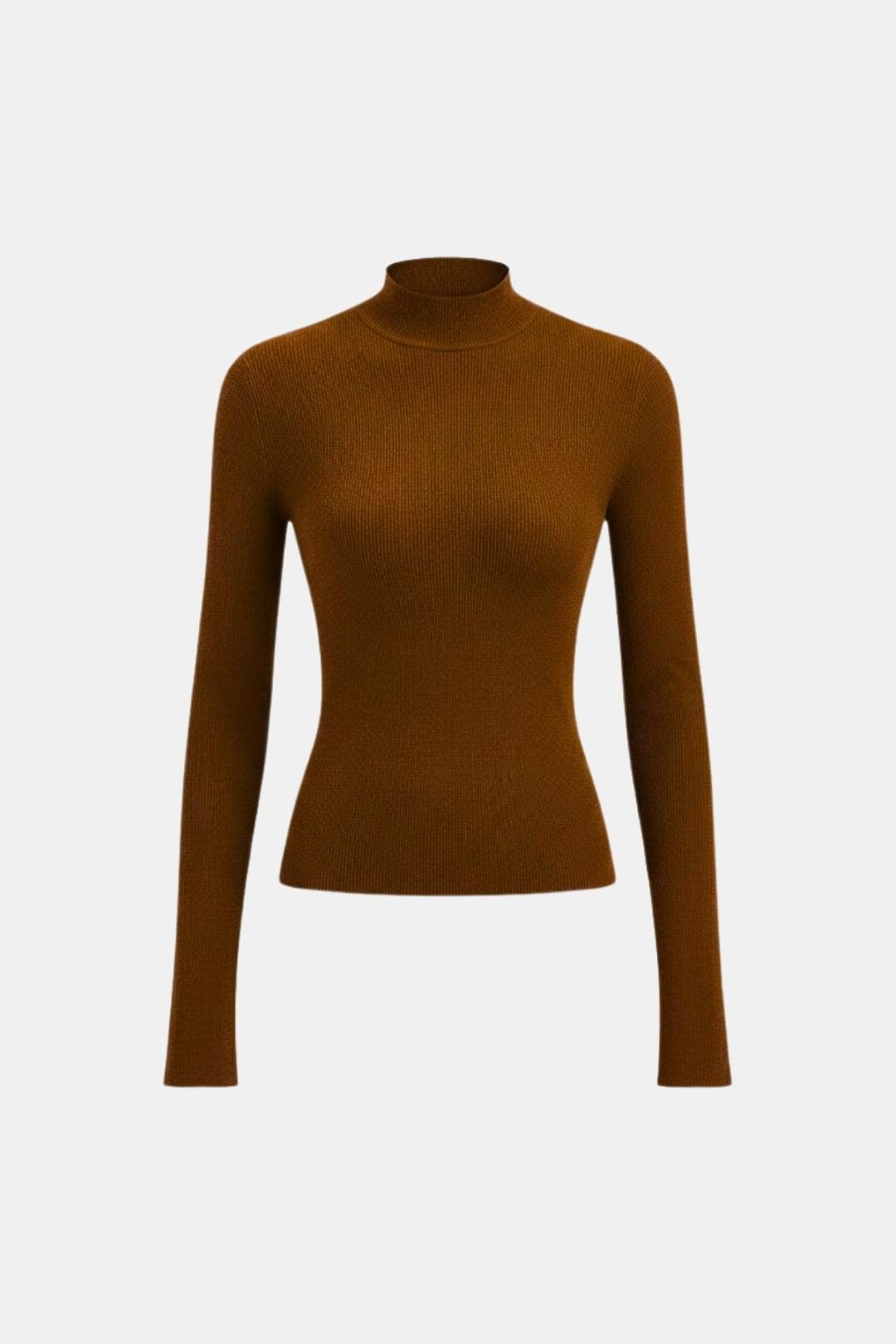 Women's Mock Neck Knit Top | Slim Fit & Stretch