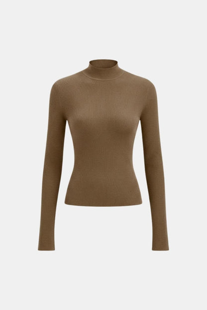 Women's Mock Neck Knit Top | Slim Fit & Stretch