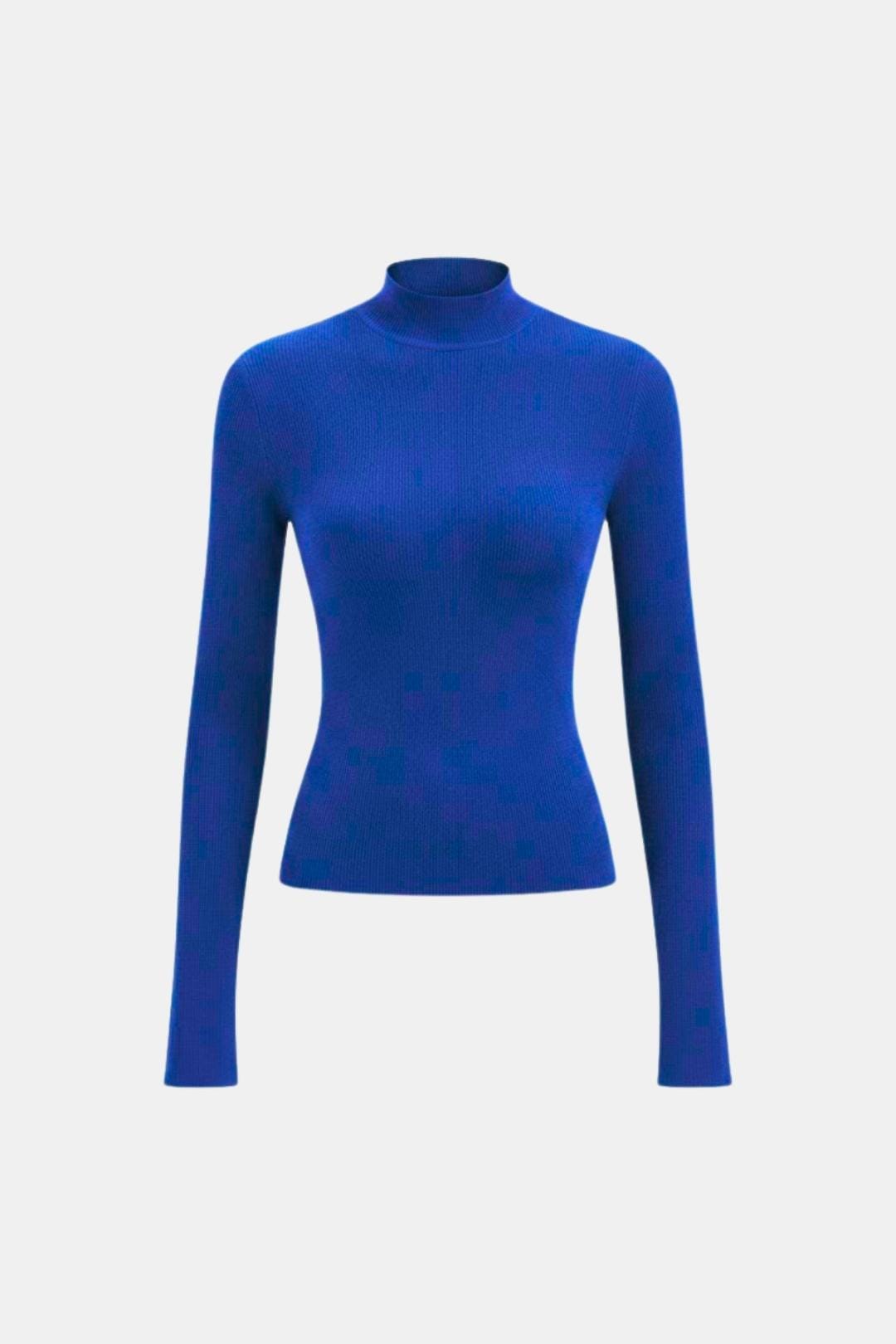 Women's Mock Neck Knit Top | Slim Fit & Stretch