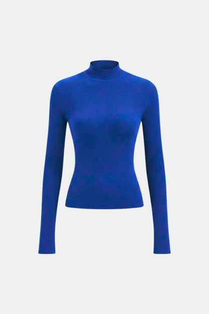 Women's Mock Neck Knit Top | Slim Fit & Stretch