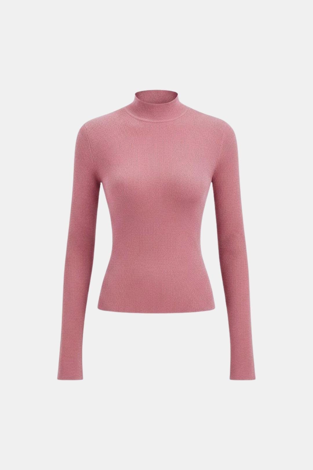 Women's Mock Neck Knit Top | Slim Fit & Stretch