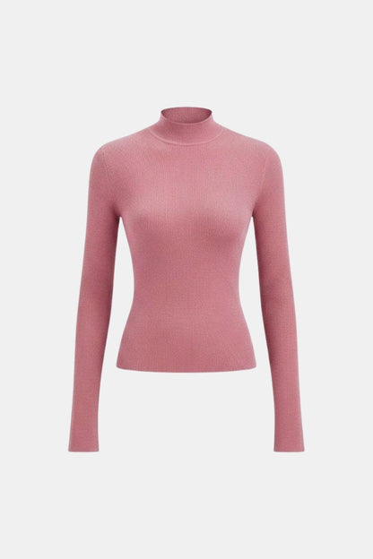 Women's Mock Neck Knit Top | Slim Fit & Stretch