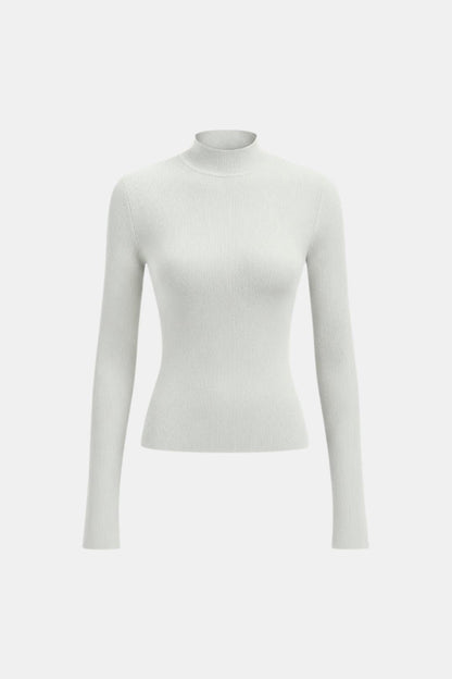Women's Mock Neck Knit Top | Slim Fit & Stretch