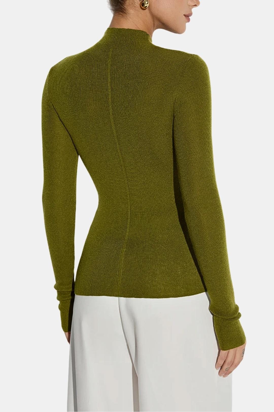 Women's Mock Neck Knit Top | Slim Fit & Stretch