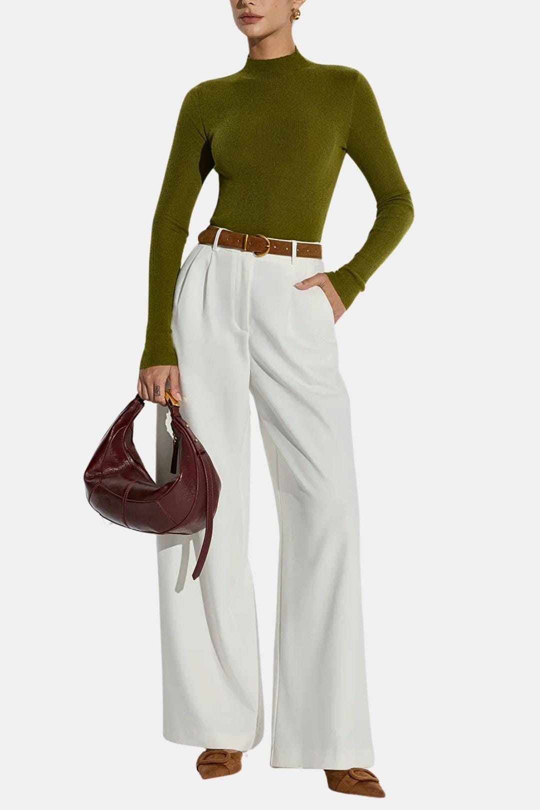 Women's Mock Neck Knit Top | Slim Fit & Stretch