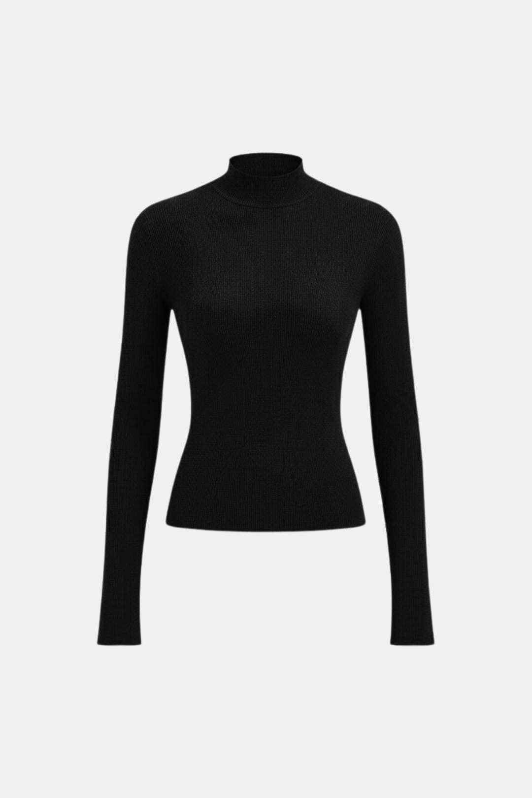 Women's Mock Neck Knit Top | Slim Fit & Stretch
