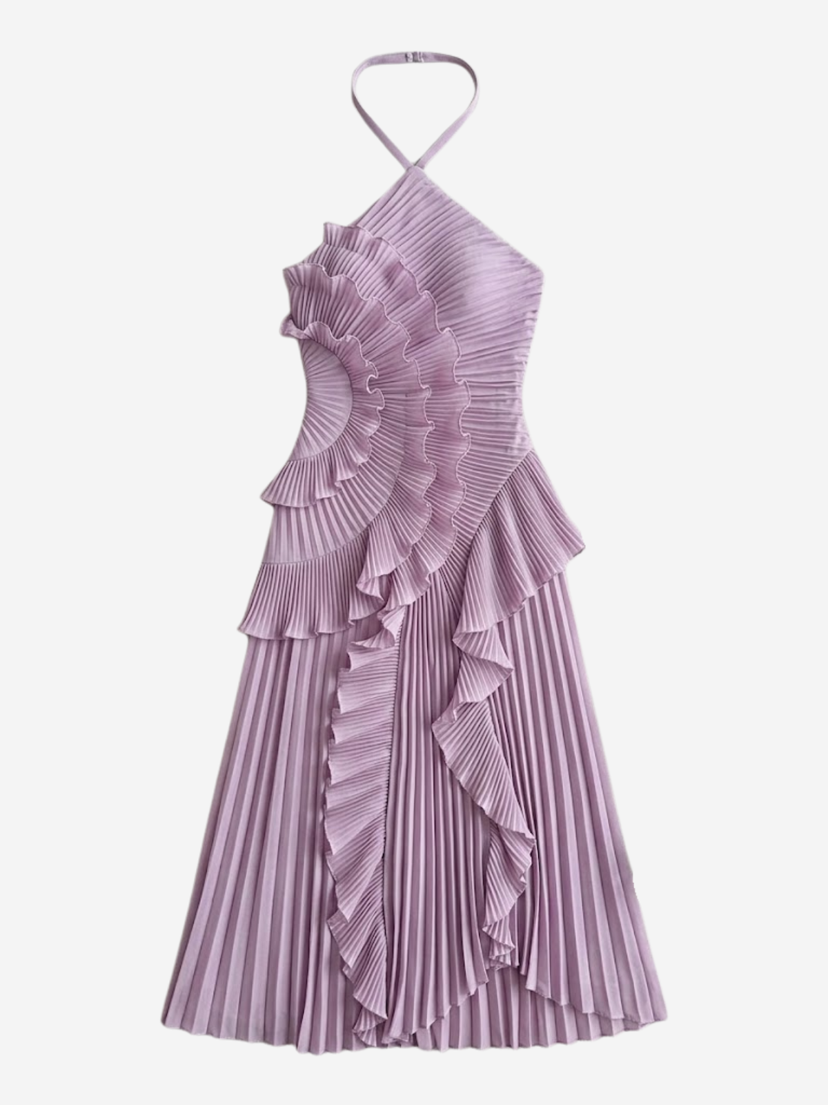 Adriana – Pleated Ruffle Halterneck Dress 4