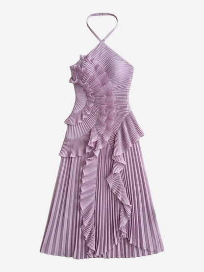 Adriana – Pleated Ruffle Halterneck Dress 4
