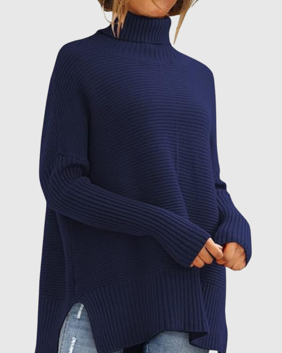 Women's Ribbed Turtleneck Jumper | Oversized Comfort Fit 2
