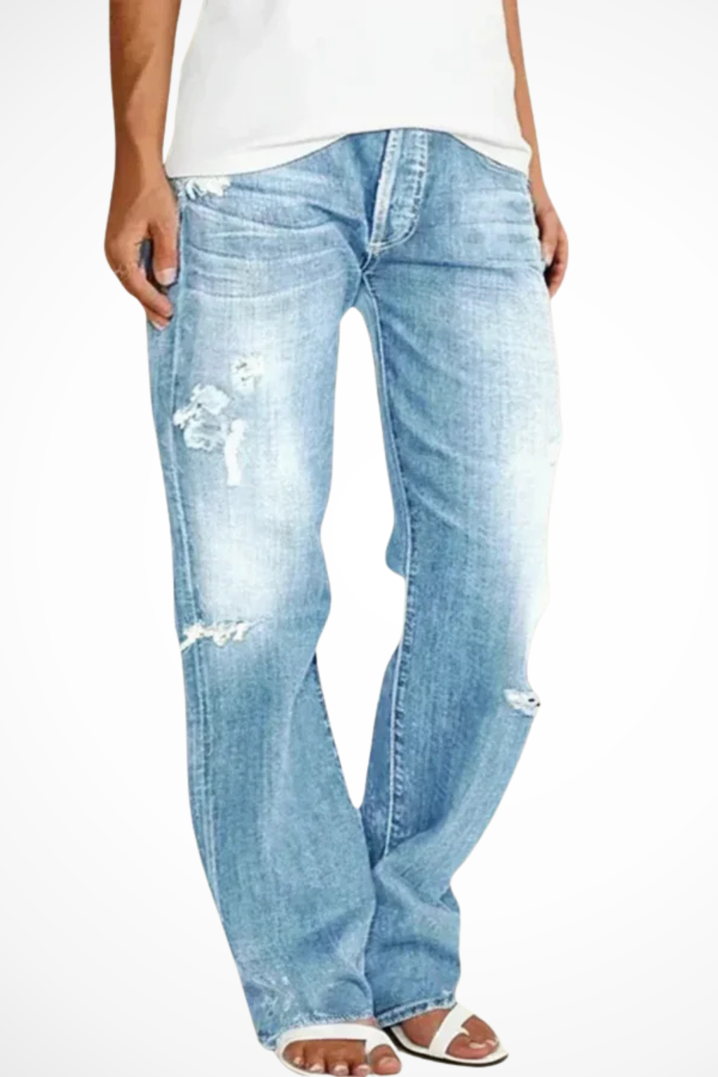 Women's Distressed Jeans | Straight-Leg & Stretch Comfort 6