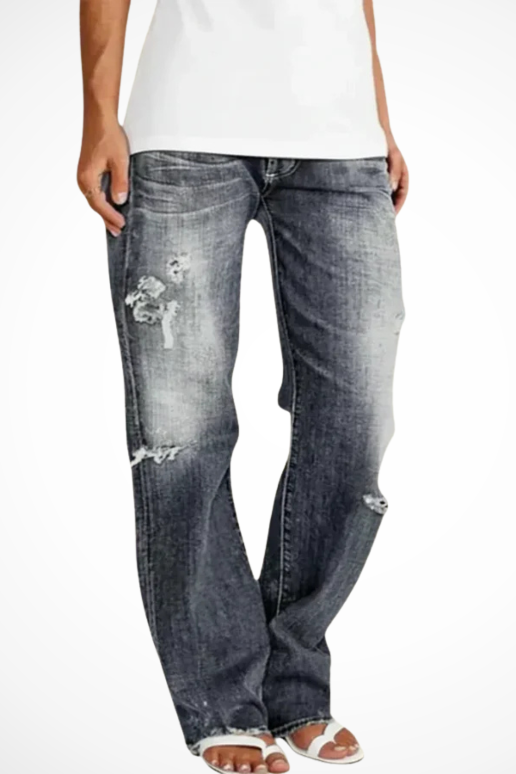 Women's Distressed Jeans | Straight-Leg & Stretch Comfort 7