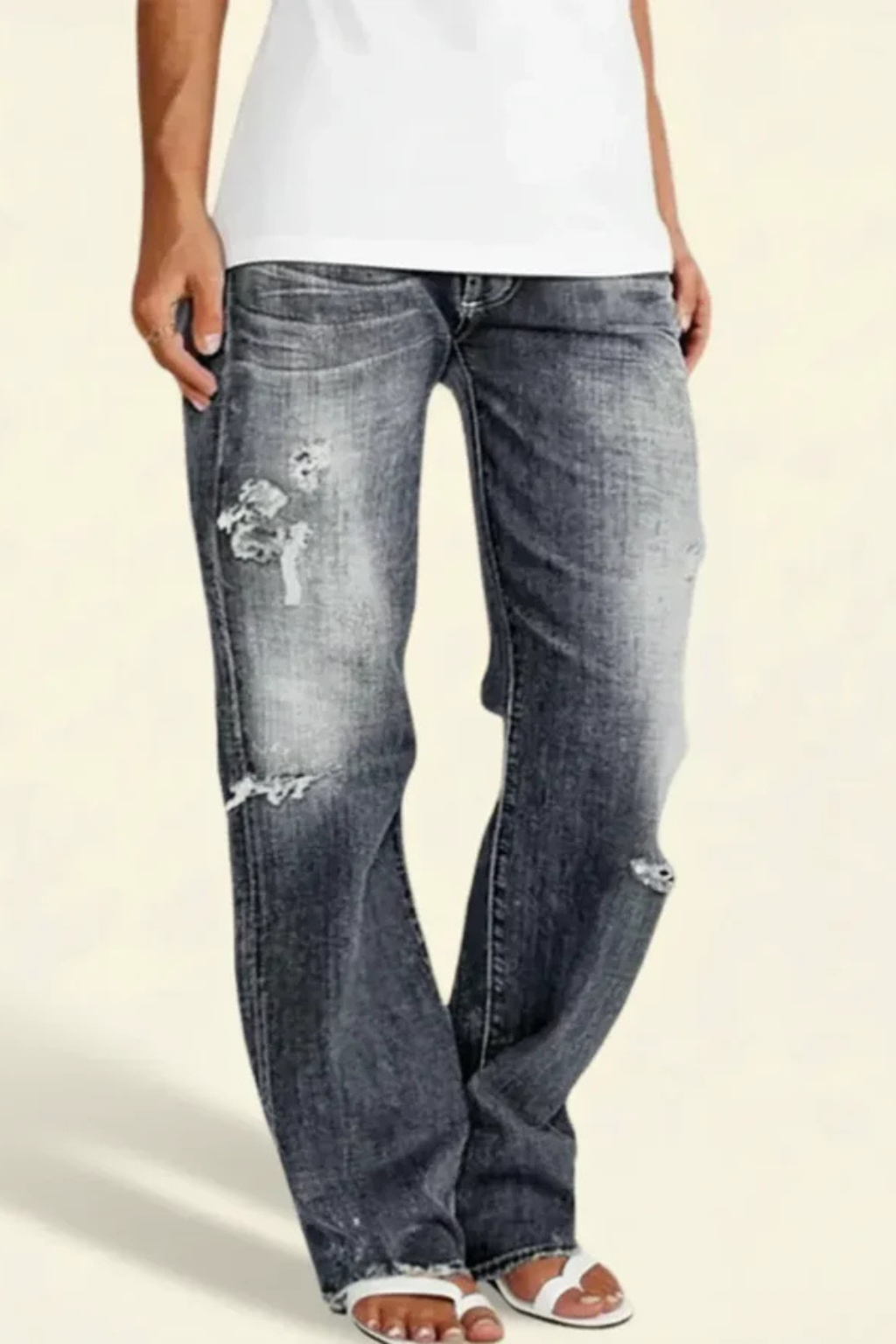 Women's Distressed Jeans | Straight-Leg & Stretch Comfort 9