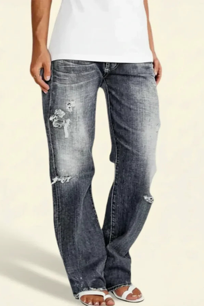 Women's Distressed Jeans | Straight-Leg & Stretch Comfort 9