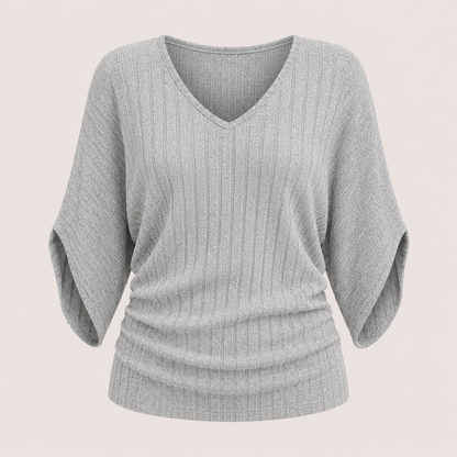 Women's Ribbed V-Neck Knit Top | Soft & Stretch Comfort 2
