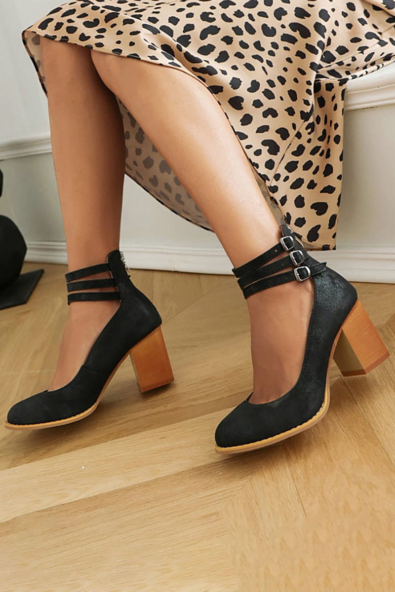 Ariana |  Triple Buckle Heels 5