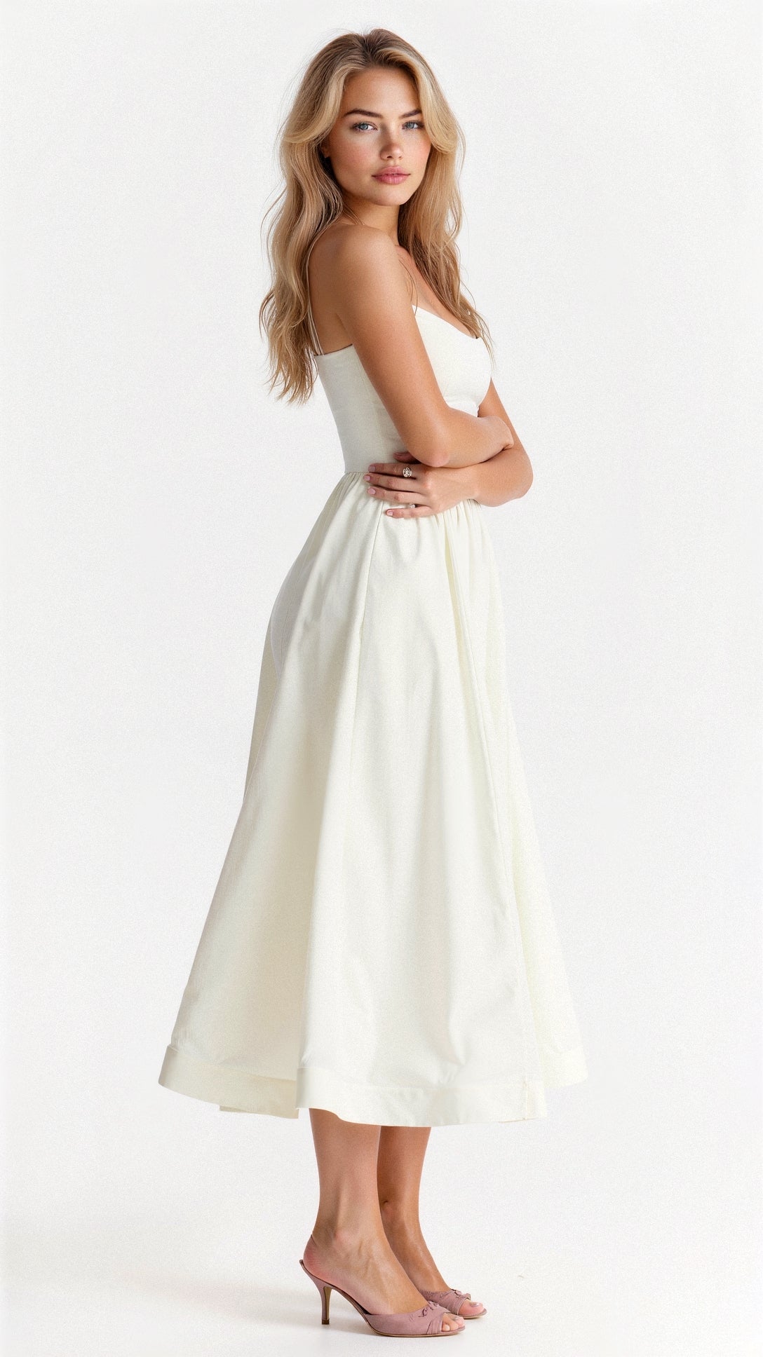 Ascot Style A-Line Midi Dress for Special Occasions