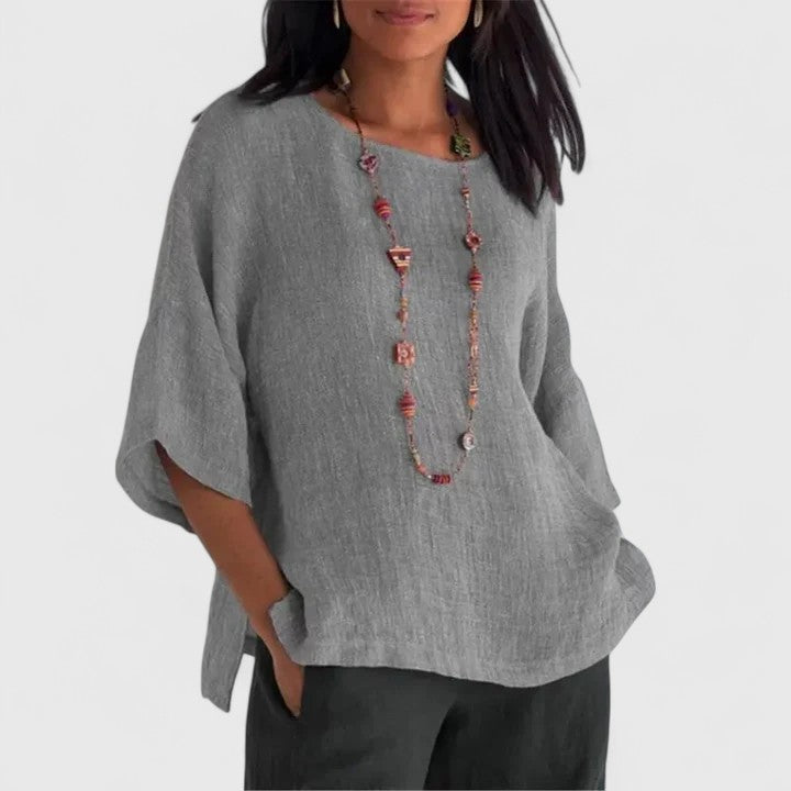 Aurielle | Women’s Textured Round Neck Blouse 1