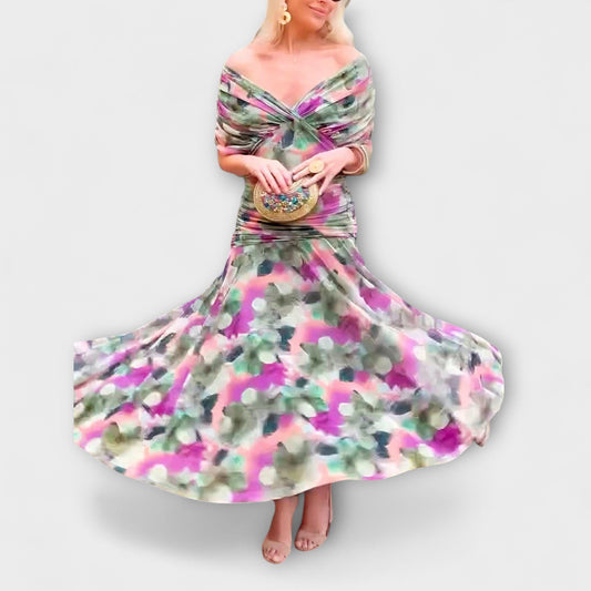 Aurora - Chic V-Neck Maxi Dress for Any Occasion
