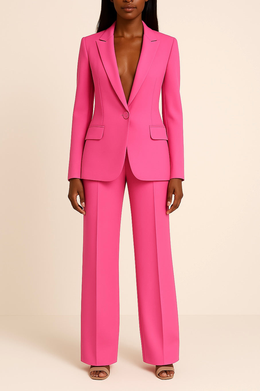 Chic Women's Formal Suit Set with Long Blazer