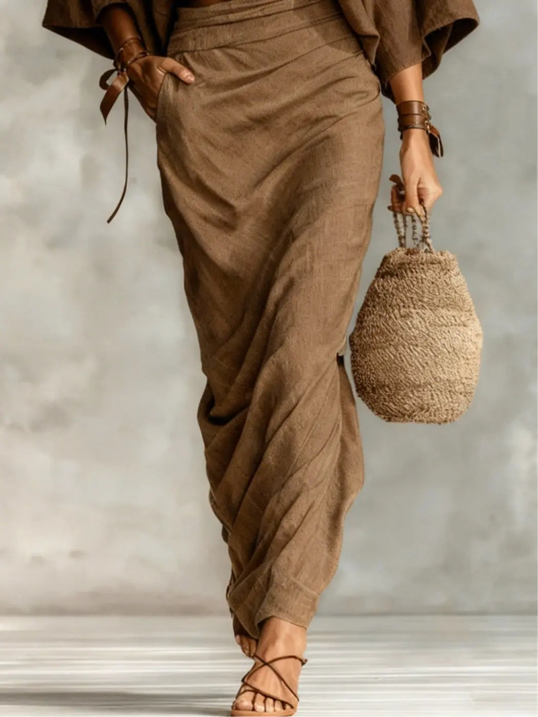 BATWING SLEEVE TOP AND LONG SKIRT SET 1