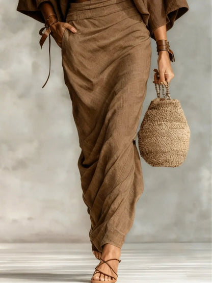 BATWING SLEEVE TOP AND LONG SKIRT SET 1