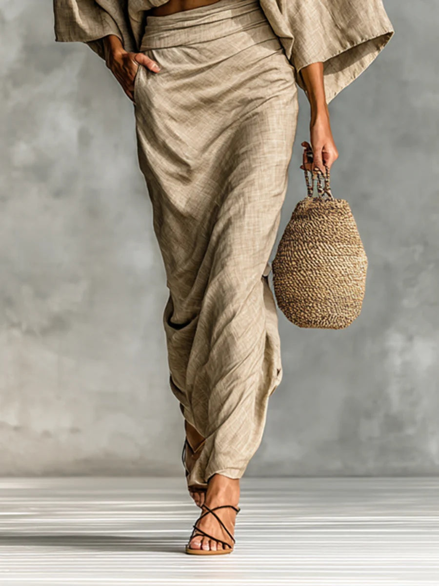 BATWING SLEEVE TOP AND LONG SKIRT SET 5